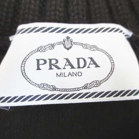 Prada Short Sleeve Knit Sweater 40 Black Contrast Rib Hair Wool — view 3