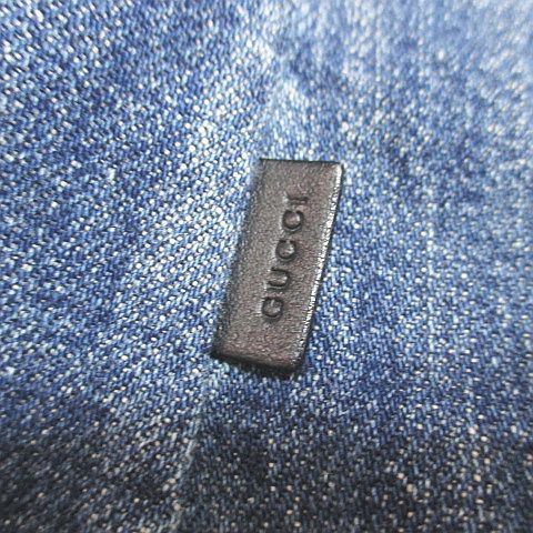 Gucci Long Sleeve Denim Shirt Dungari Blouse 40 Navy Ruffles — view 5