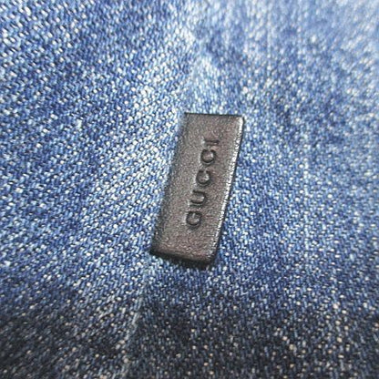 Gucci Long Sleeve Denim Shirt Dungari Blouse 40 Navy Ruffles — view 5