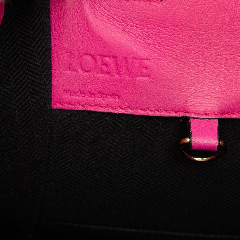 Loewe Anagram Hammock Small Shoulder Bag Drawstring 2-Way Pink White Leather — view 5