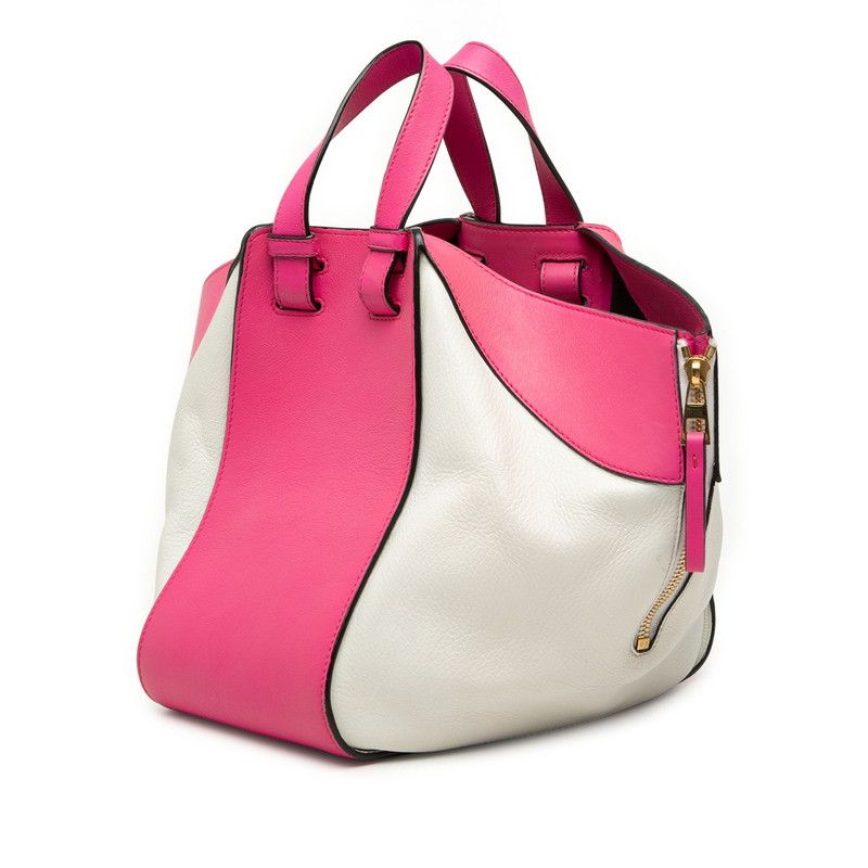 Loewe Anagram Hammock Small Shoulder Bag Drawstring 2-Way Pink White Leather — view 2