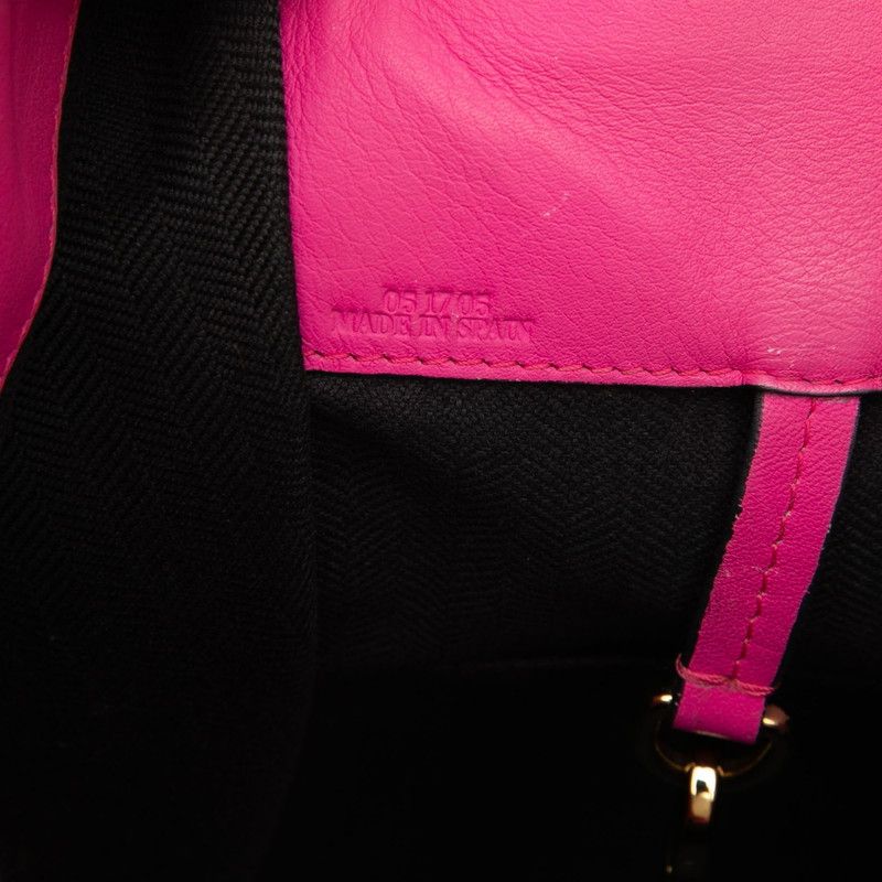 Loewe Anagram Hammock Small Shoulder Bag Drawstring 2-Way Pink White Leather — view 6