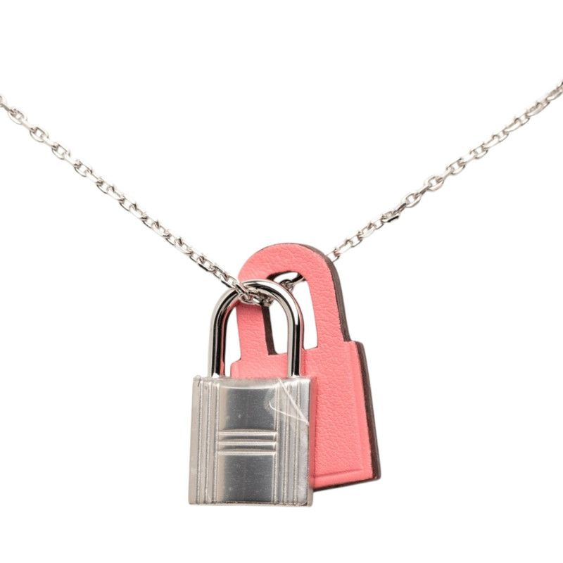 Hermes O'Kelly PM Necklace Silver Pink Metal Swift