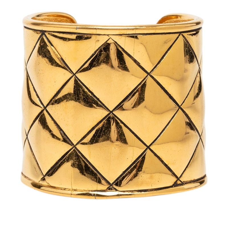 Chanel CC Logo Quilted Bangle Gold Plated 1- Bracelet