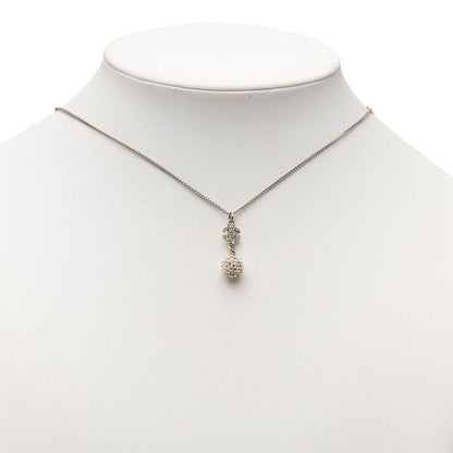 Chanel CC Logo Rhinestone Ball Motif Necklace Silver Metal — view 5