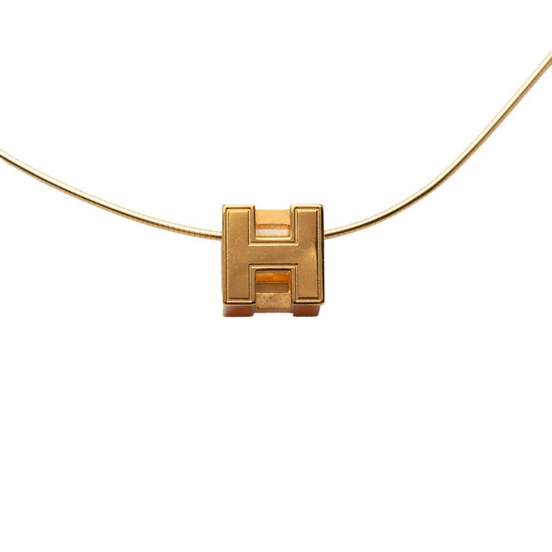Hermes Cage de Ash Cube Necklace Gold Orange Plated Enamel — view 2