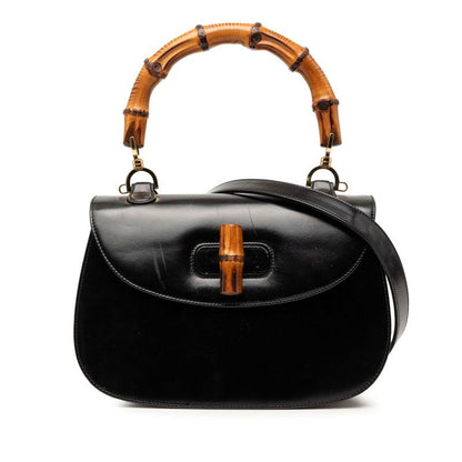 Gucci Bambu 2-Way Shoulder Bag 000 Black Calf