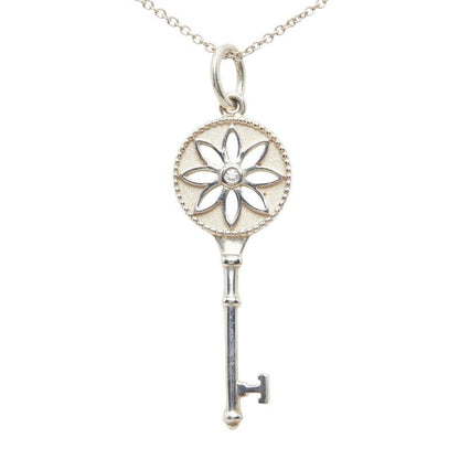 Tiffany & Co Daisy Key Diamond Necklace Silver — view 2