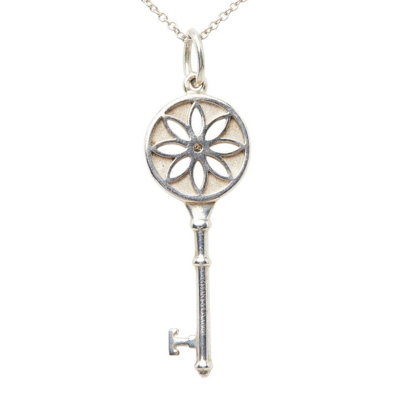 Tiffany & Co Daisy Key Diamond Necklace Silver — view 3