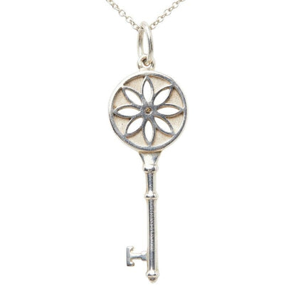 Tiffany & Co Daisy Key Diamond Necklace Silver — view 3