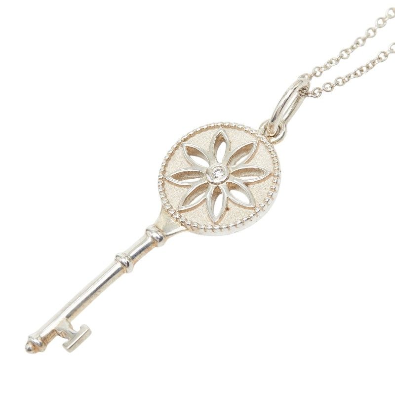 Tiffany & Co Daisy Key Diamond Necklace Silver