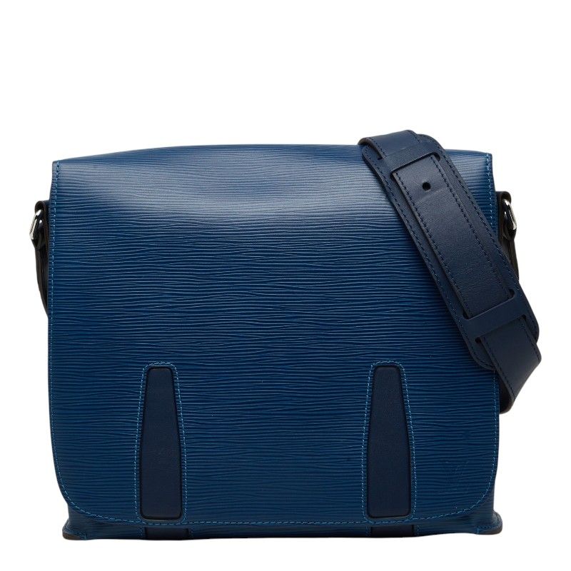 Louis Vuitton Epi Harrington Messenger PM Shoulder Bag Blue Azur Leather