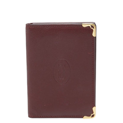 Cartier Must Line Card Case Wine Red Bordeaux Leather