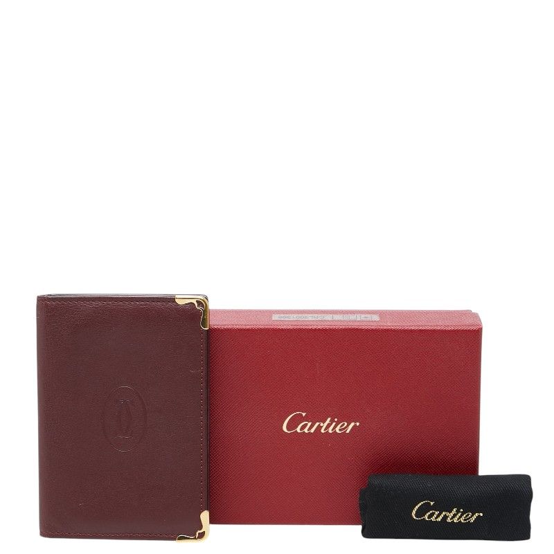Cartier Must Line Card Case Wine Red Bordeaux Leather — view 8