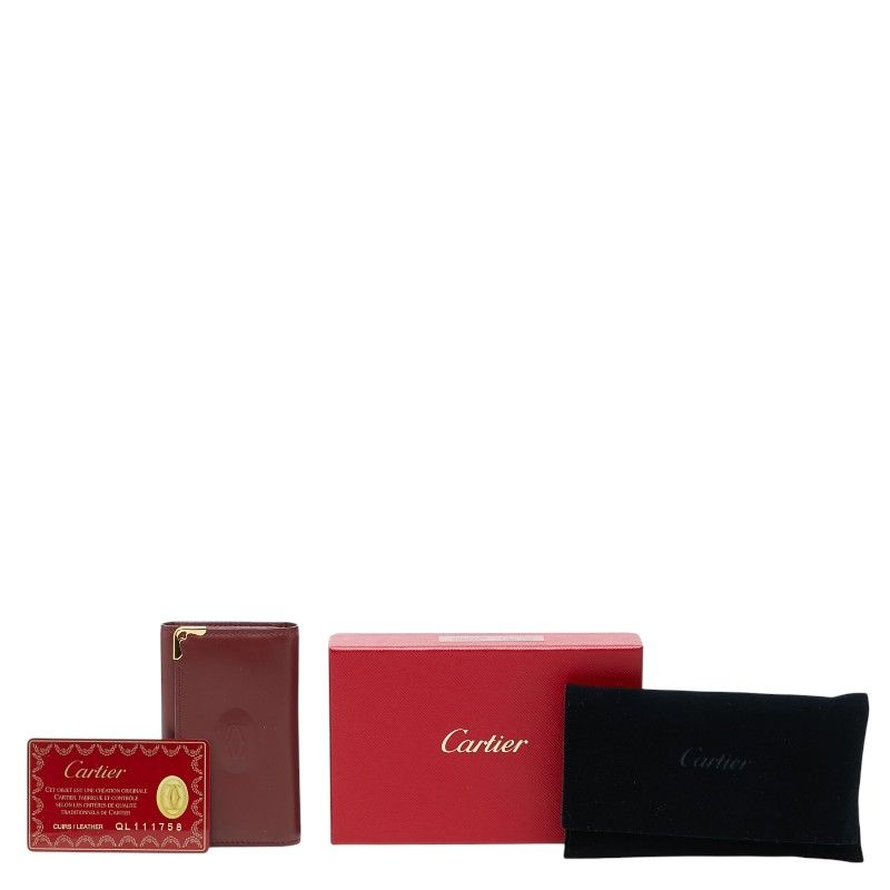 Cartier Must Line Key Case 6 Wine Red Bordeaux Leather 1- Key Holder — view 8