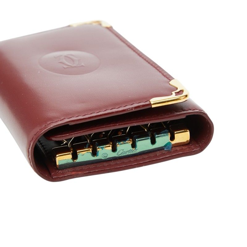 Cartier Must Line Key Case 6 Wine Red Bordeaux Leather 1- Key Holder — view 5