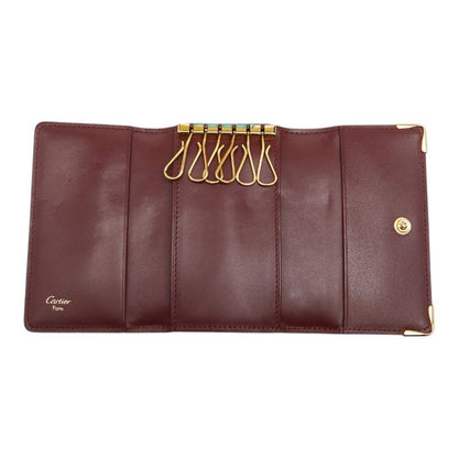 Cartier Must Line Key Case 6 Wine Red Bordeaux Leather 1- Key Holder — view 6