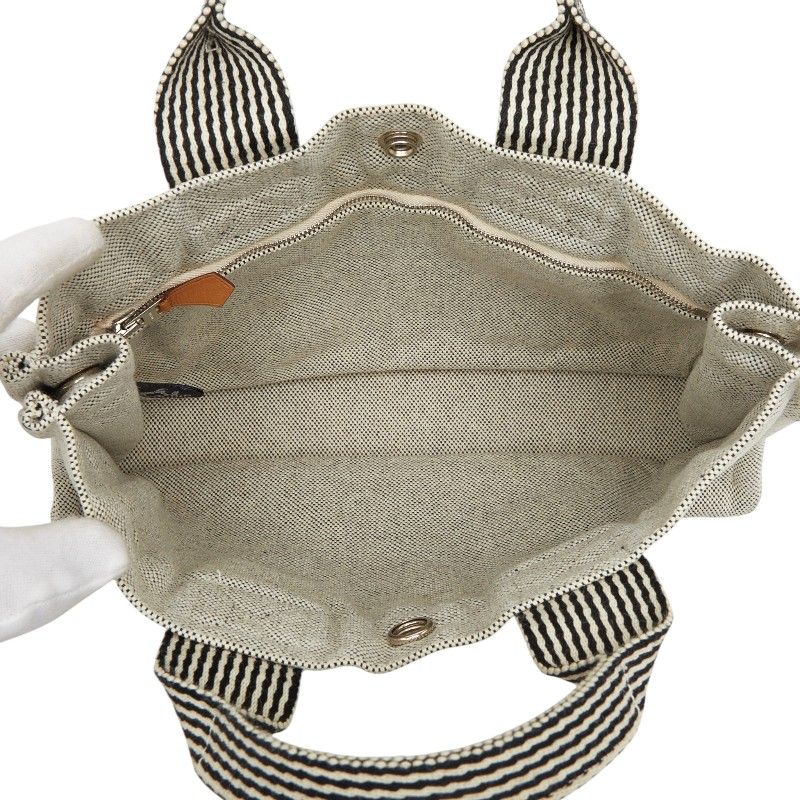 Hermes New Fourre Tout PM Handbag White Black Canvas — view 9