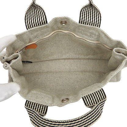 Hermes New Fourre Tout PM Handbag White Black Canvas — view 9