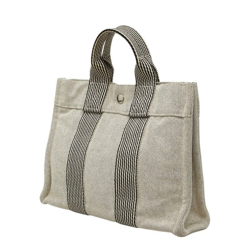 Hermes New Fourre Tout PM Handbag White Black Canvas — view 2