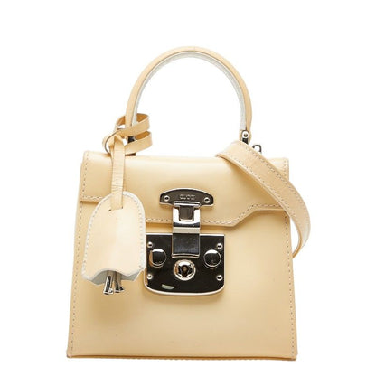 Gucci Vintage Ladylock Mini Crossbody Shoulder Bag 2-Way 002 Beige Leather