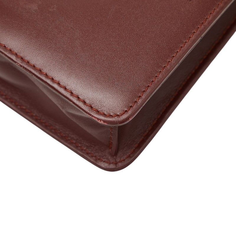 Cartier Must Line Business Briefcase Wine Red Bordeaux Leather 1 — view 7
