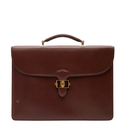 Cartier Must Line Business Briefcase Wine Red Bordeaux Leather 1