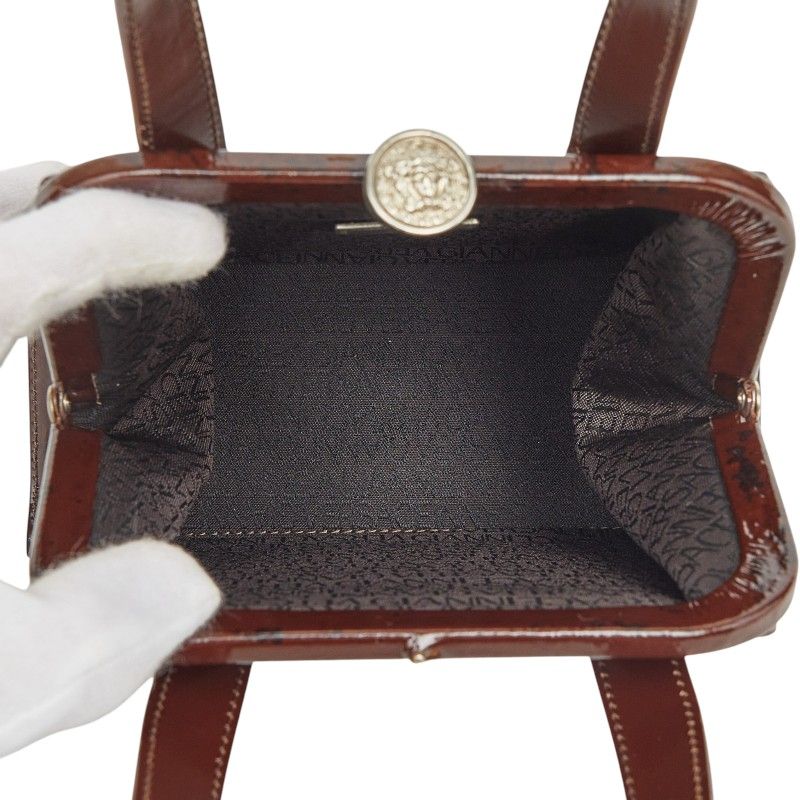 Versace Medusa Mini Handbag Wine Red Bordeaux Enamel — view 9