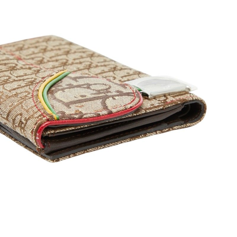 Dior Trotter Saddle Bifold Wallet Beige Multicolor Canvas Leather — view 5