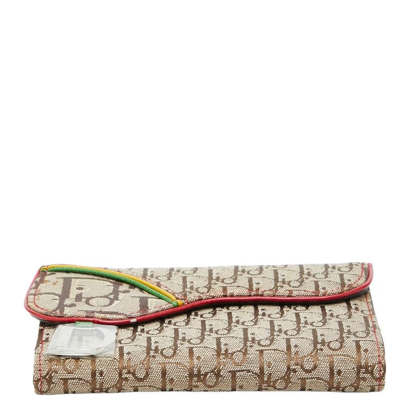 Dior Trotter Saddle Bifold Wallet Beige Multicolor Canvas Leather — view 3