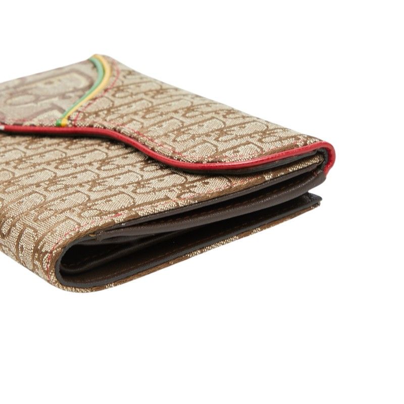 Dior Trotter Saddle Bifold Wallet Beige Multicolor Canvas Leather — view 4
