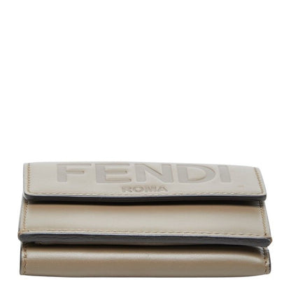 Fendi Trifold Wallet Compact Gray Leather — view 3