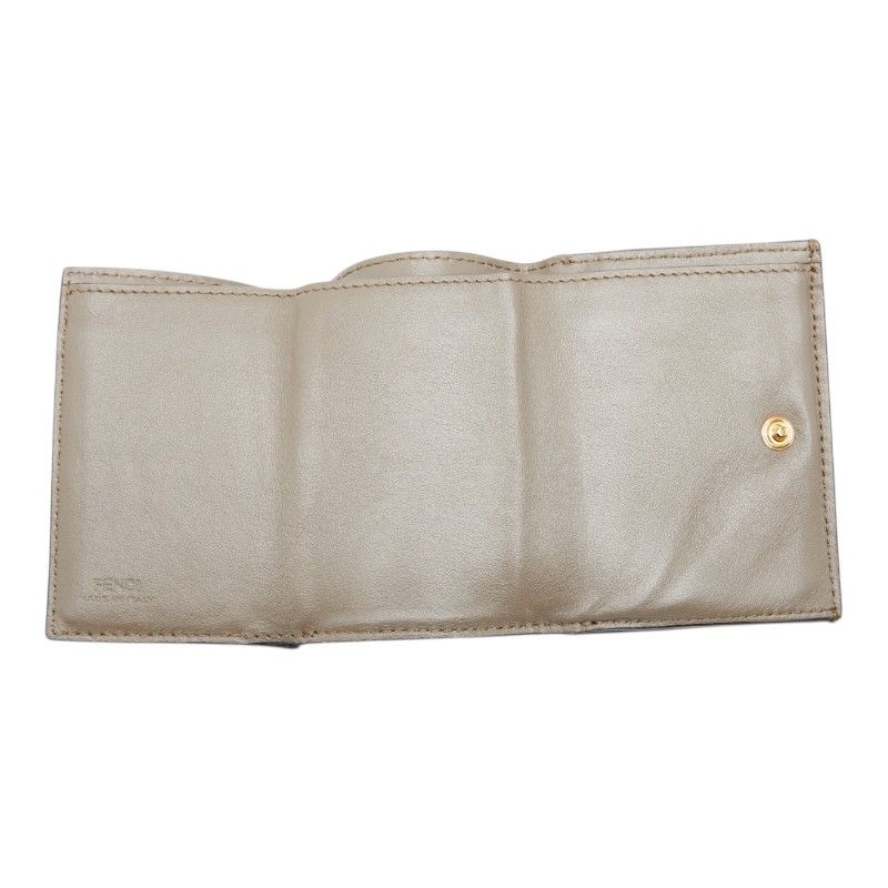 Fendi Trifold Wallet Compact Gray Leather — view 7