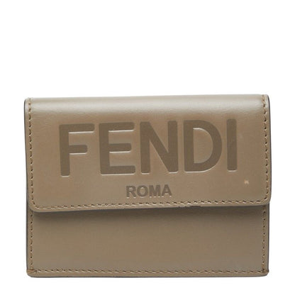 Fendi Trifold Wallet Compact Gray Leather