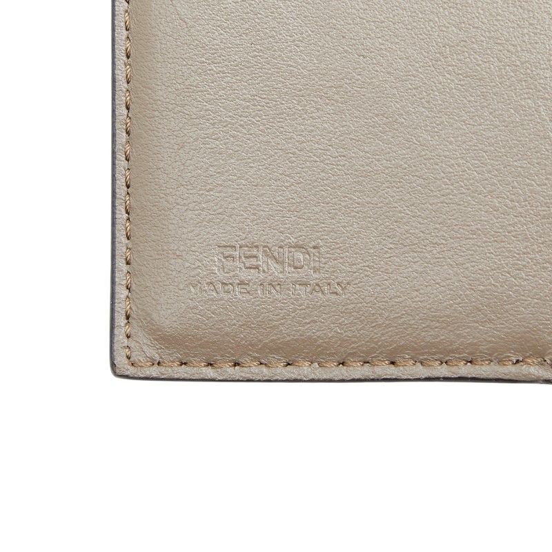 Fendi Trifold Wallet Compact Gray Leather — view 8