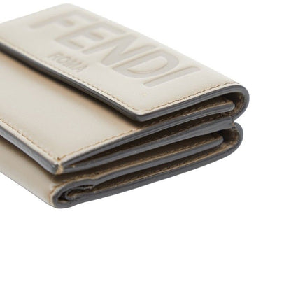 Fendi Trifold Wallet Compact Gray Leather — view 4
