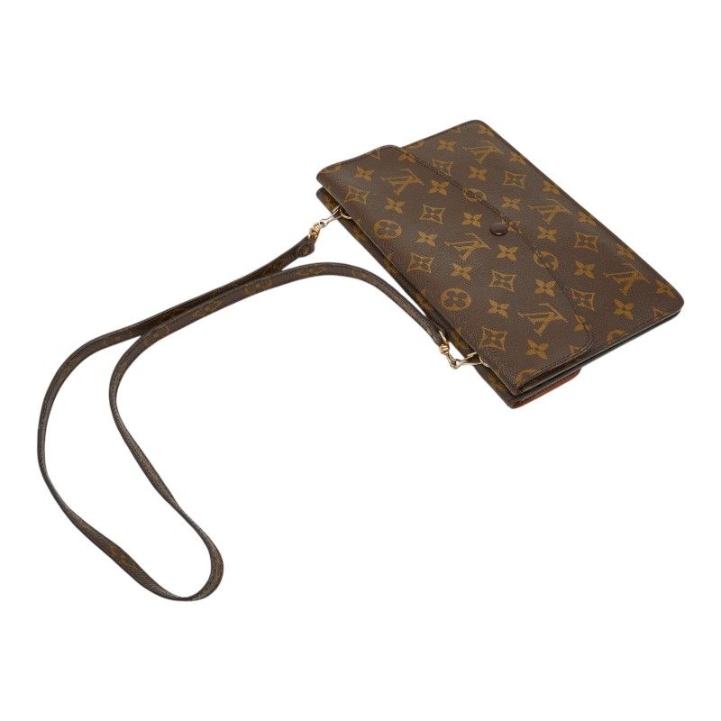 Louis Vuitton Monogram Double Mule Crossbody Shoulder Bag Brown — view 6