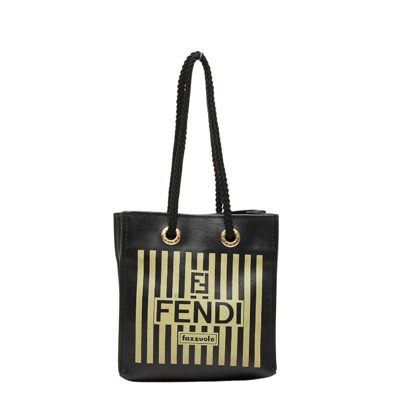 Fendi Fazzuolo Mini Handbag Black Yellow Leather