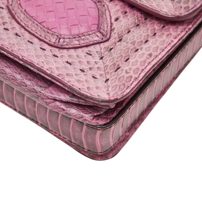 Bottega Veneta Intrecciato Rialto Chain Shoulder Bag Pink Leather — view 5