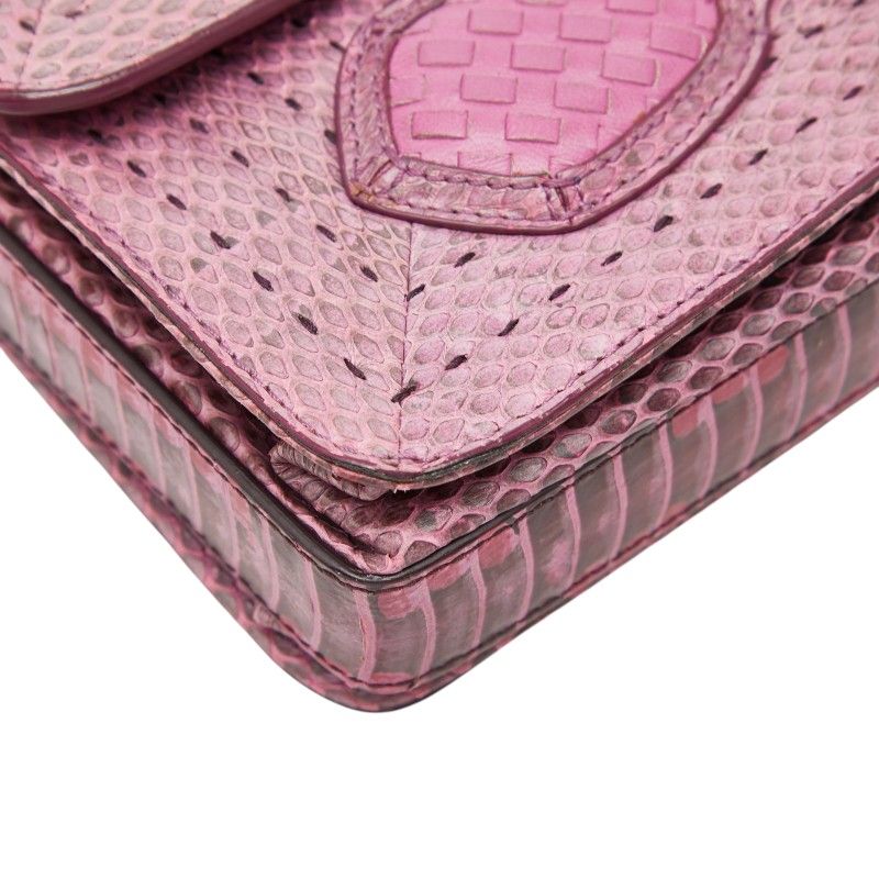 Bottega Veneta Intrecciato Rialto Chain Shoulder Bag Pink Leather — view 6