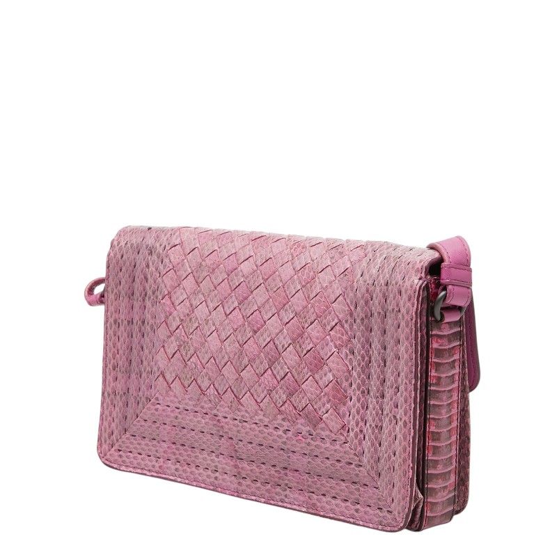 Bottega Veneta Intrecciato Rialto Chain Shoulder Bag Pink Leather — view 2