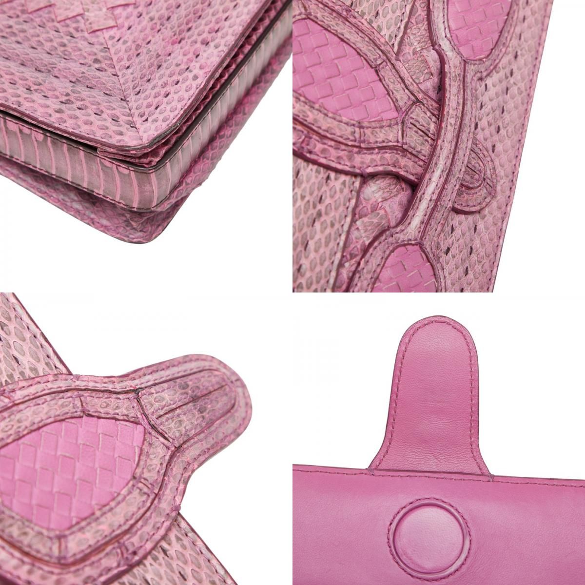 Bottega Veneta Intrecciato Rialto Chain Shoulder Bag Pink Leather — view 8
