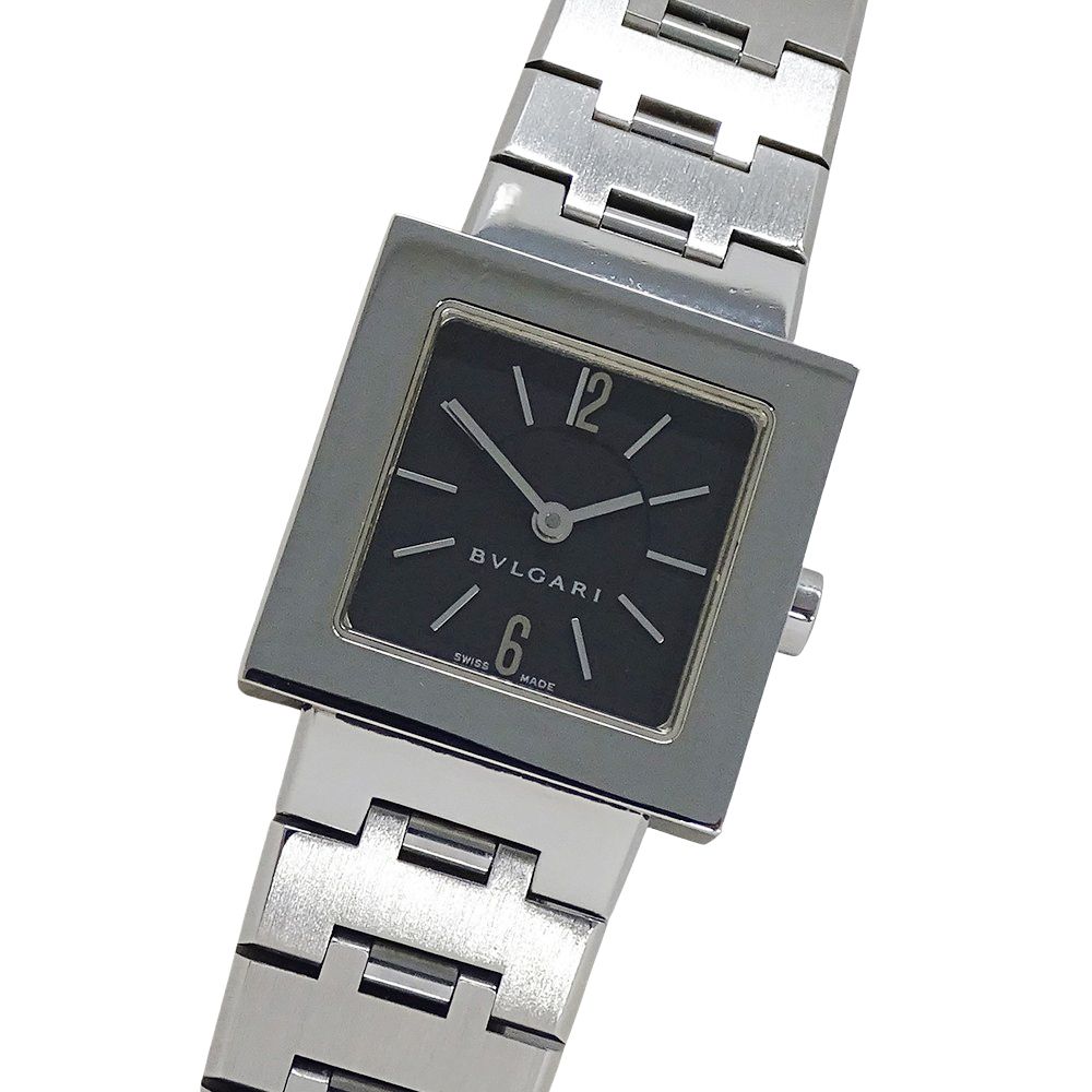 Bvlgari Watch QA Dos Lado Quartz Stainless Steel Silver Black Polished