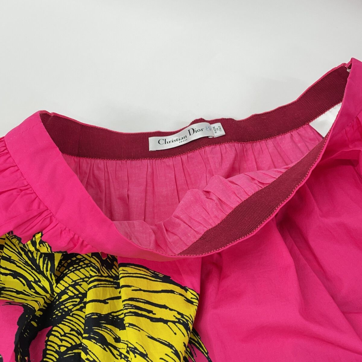 Dior Pink Cotton Animal Print Flare Long Skirt 46 — view 9