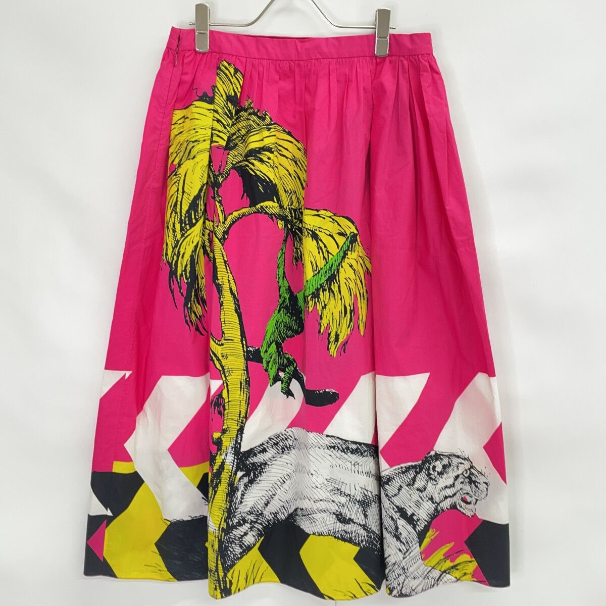 Dior Pink Cotton Animal Print Flare Long Skirt 46 — view 2