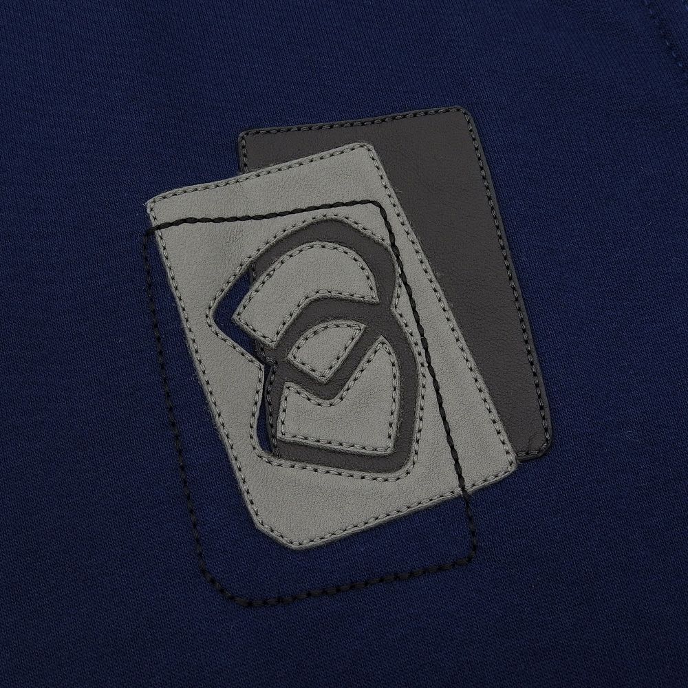 Hermes Short Sleeve Mini Leather Patch T-Shirt Top Navy — view 5