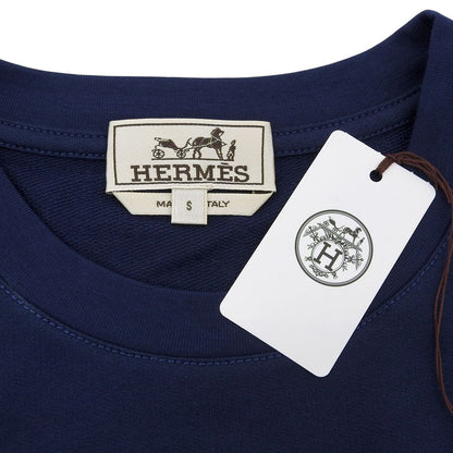 Hermes Short Sleeve Mini Leather Patch T-Shirt Top Navy — view 3