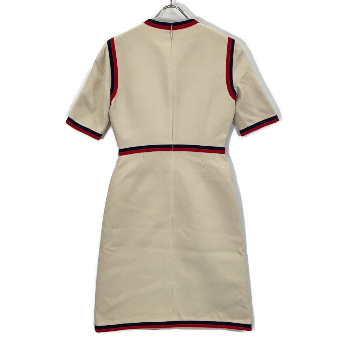 Gucci White Interlocking Pearl Button Web Trim Dress 38 — view 2