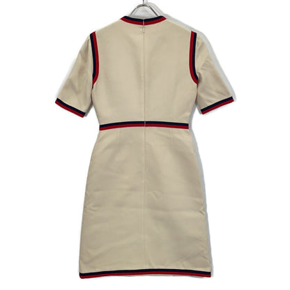 Gucci White Interlocking Pearl Button Web Trim Dress 38 — view 2