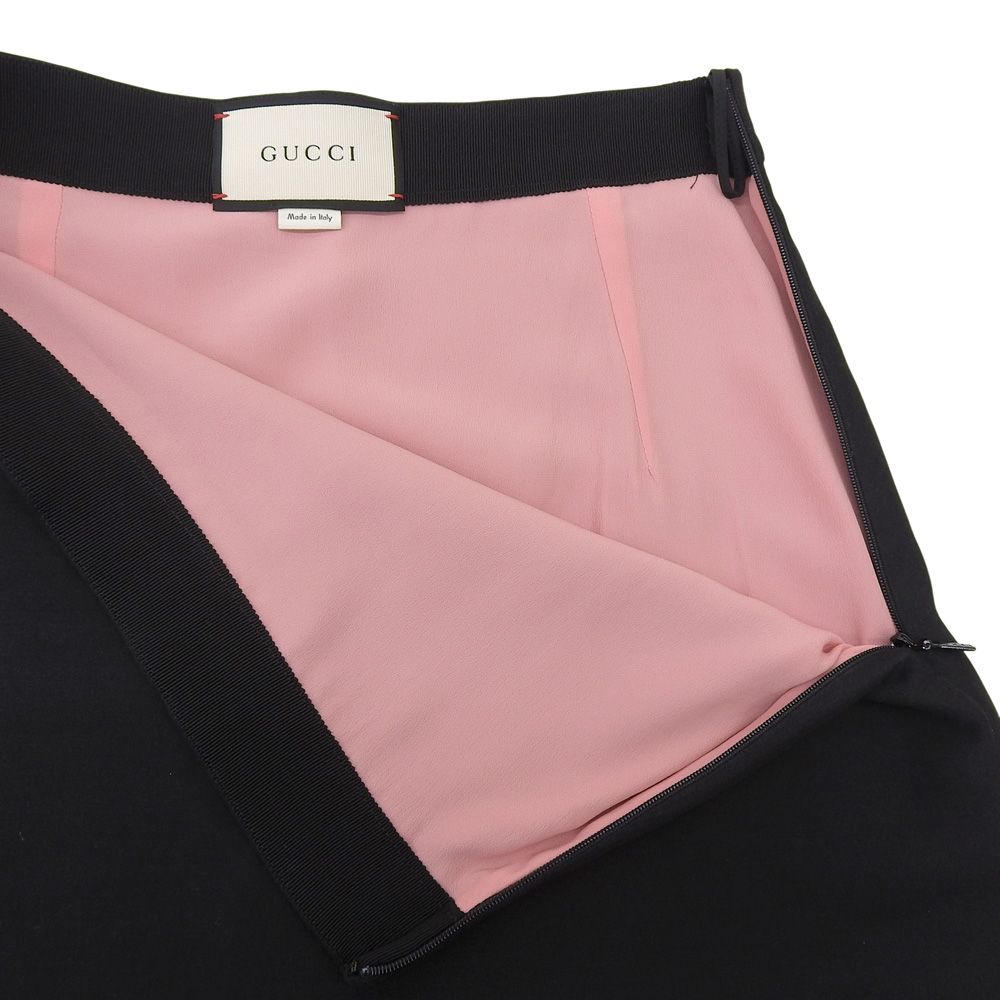 Gucci Silk Cotton Knit Line Ruffle Mini Skirt Black — view 3